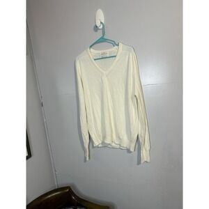 Vintage Jantzen White Cream V-Neck Sweater Men's Size XL Made In‎ USA